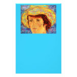 girl with van gogh hat stationery