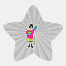 girl woman ice hockey player graphic star sticker
