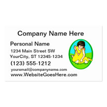 girl yellow dress two chicks oval business card