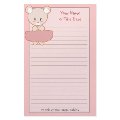 Girlie Bear Stationery by Customizables
