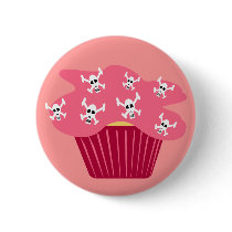 Girlie Skulls and Cupcake Button