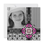Girl's 12th Birthday Party Damask Invites