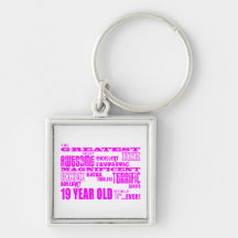 Girls 19th Birthdays : Pink Greatest 19 Year Old Keychains