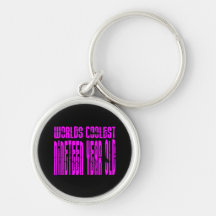 Girls 19th Birthdays Pink Worlds Coolest Nineteen Keychains