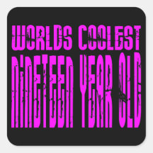Girls 19th Birthdays Pink Worlds Coolest Nineteen Square Stickers