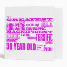 Girls 30th Birthdays Pink Greatest Thirty Year Old Binders