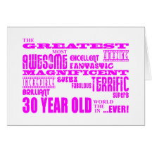 Girls 30th Birthdays Pink Greatest Thirty Year Old Greeting Cards