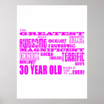 Girls 30th Birthdays Pink Greatest Thirty Year Old Posters
