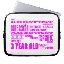 Girls 3rd Birthdays : Pink Greatest 3 Year Old Laptop Sleeves