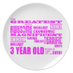 Girls 3rd Birthdays : Pink Greatest 3 Year Old Dinner Plate