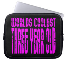 Girls 3rd Birthdays Pink Worlds Coolest Three Year Laptop Computer Sleeve