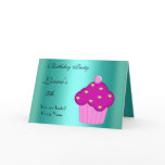Girls 4th Birthday Party Card CupCake