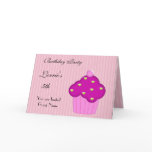 Girls 5th Birthday Party Card CupCake