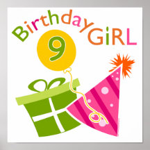 Girls 9th Birthday Poster