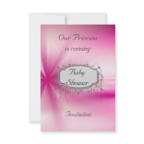 Girls Baby Shower Party Pink Silver  Invitation