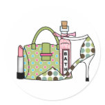 Girls Bags and Shoes Two Round Sticker