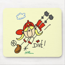 Girls Baseball Dive Tshirts and Gifts Mouse Pad