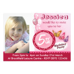 Girls Birthday Photo Invitation Balloons - Any Age