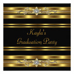 Girls Black and Gold Graduation Party Invite