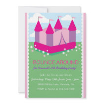 Girls Bounce House Birthday Party Invitations