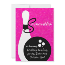 Girls Bowling Birthday Party Invitation