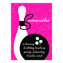 Girls Bowling Birthday Party Invitation