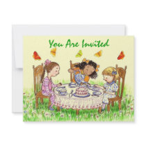 GIRLS & BUTTERFLIES TEA PARTY INVITE ~EZ2CUSTOMIZE