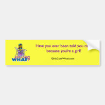 Girls Can't WHAT? Girl Playing Drums Bumper Sticker