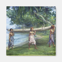 'Girls Carrying a Canoe' - John LaFarge Magnet