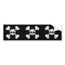 Girl's Cartoon Skull Bumper Sticker