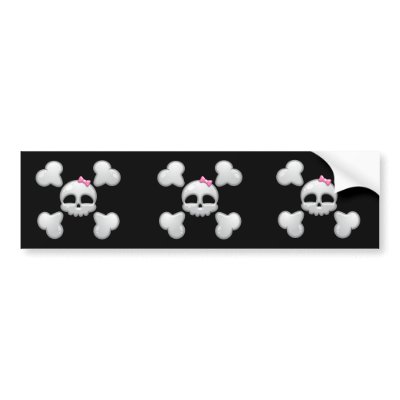 Girl's Cartoon Skull Bumper Sticker by halegrafx