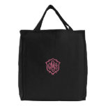 Girls Dark Embroidered Monogram Canvas Tote Bag
