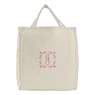Girls Embroidered Initial Canvas Tote Bag by CuddleTree