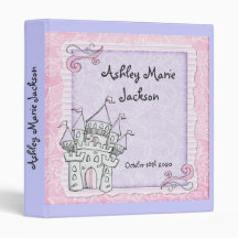 Girls fairytale castle purple pink memory binder