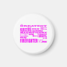 Girls Firefighters : Pink Greatest Firefighter Refrigerator Magnet