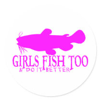 GIRLS FISH TOO CATFISH ROUND STICKERS