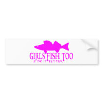 GIRLS FISH TOO WALLEYE BUMPER STICKERS