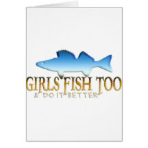 GIRLS FISH TOO WALLEYE GREETING CARD