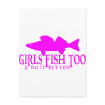 GIRLS FISH TOO WALLEYE POST CARDS