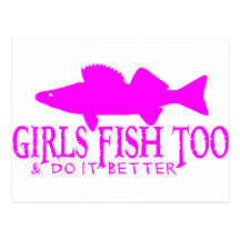 GIRLS FISH TOO WALLEYE POSTCARDS