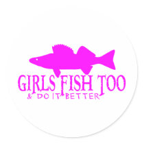 GIRLS FISH TOO WALLEYE STICKERS