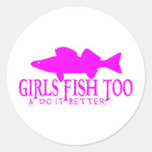 GIRLS FISH TOO WALLEYE STICKER