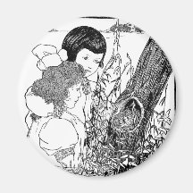 Girls Found A Bird Nest Refrigerator Magnet