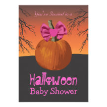 Girls Halloween Baby Shower Invitations