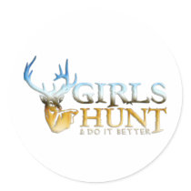 GIRLS HUNT DEER ROUND STICKERS