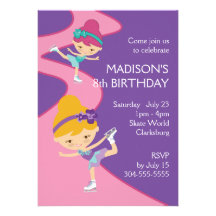 Girl's Ice Skating Party Announcements