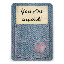 Girls Jeans Pocket Party Invitations invitations