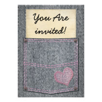 Girls Jeans Pocket Party Invitations invitations