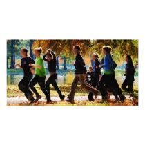 Girls Jogging On an Autumn Day Personalized Photo Card