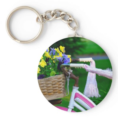 Girls Just Wanna Have Fun, Pink Girls Bicycle Keychain by KahunaLuna